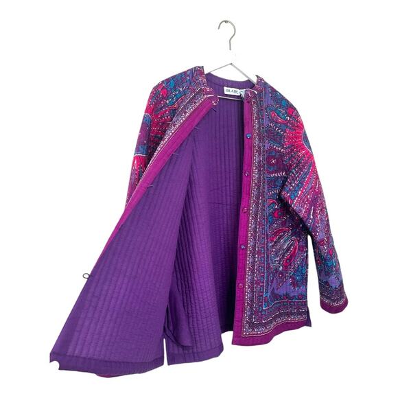 Vintage Blair Reversible Quilted Jacket Purple Paisley Boho Print XL - Picture 2 of 8